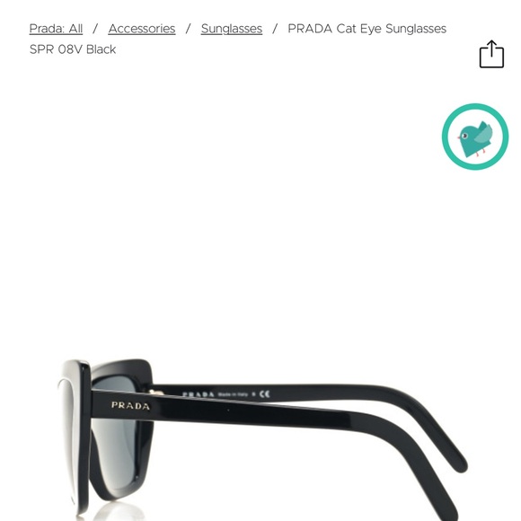 Prada frames feature a Cat Eye shape perfect for round or oval shaped faces. - Picture 5 of 12